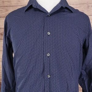 APT 9 LONG SLEEVE BLUE PAISLEY BUTTON DOWN SHIRT MENS SIZE L